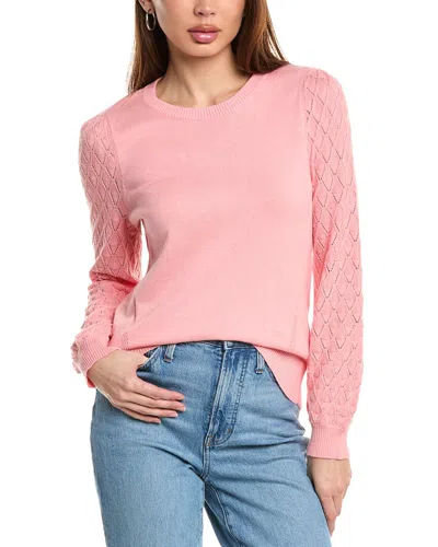 Hannah Rose Diamond Sleeve Cashmere-blend Sweater In Pink