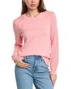 Hannah Rose Diamond Sleeve Cashmere-blend Sweater In Pink
