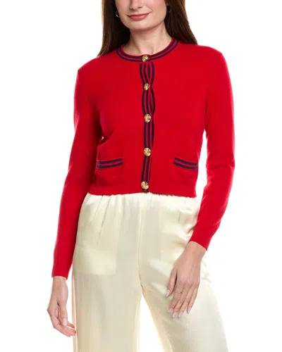 Hannah Rose Double Tipped Cropped Cashmere Cardigan In Red