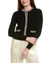 Hannah Rose Double Tipped Cropped Cashmere Cardigan In Black