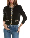 Hannah Rose Double Tipped Cropped Cashmere Cardigan In Black