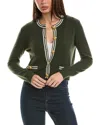 Hannah Rose Double Tipped Cropped Cashmere Cardigan In Green