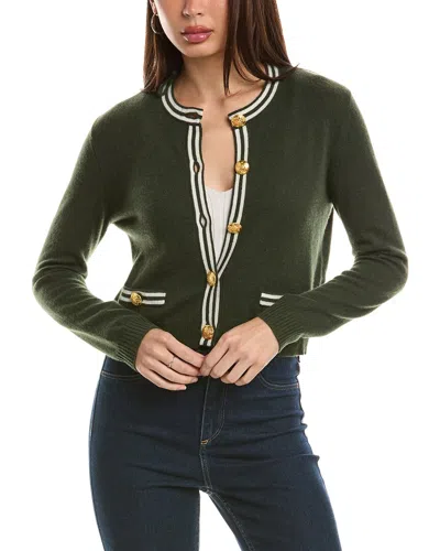 Hannah Rose Double Tipped Cropped Cashmere Cardigan In Green