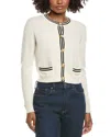 Hannah Rose Double Tipping Cashmere Jacket Cardigan With Pocket In White