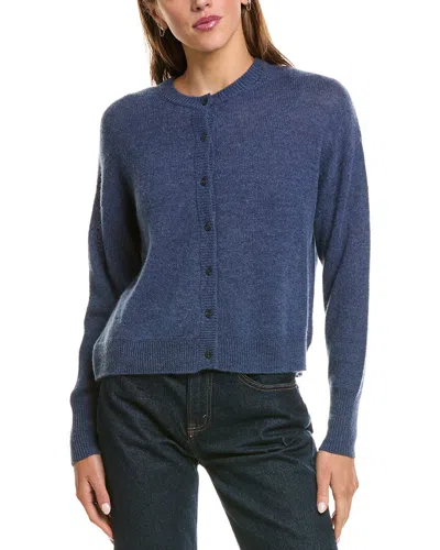 Hannah Rose Drop Shoulder 100% Cashmere Cardigan In Blue