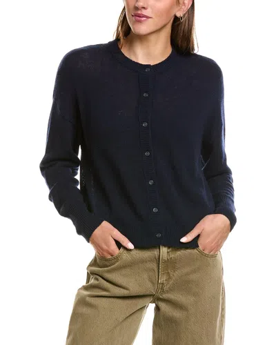 Hannah Rose Drop Shoulder 100% Cashmere Cardigan In Blue