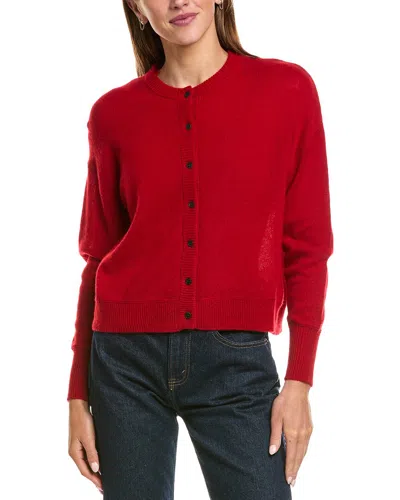 Hannah Rose Drop Shoulder 100% Cashmere Cardigan In Red