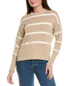 Hannah Rose Drop Shoulder Stripe Crewneck Cashmere-blend Sweater In Multi