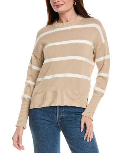 Hannah Rose Drop Shoulder Stripe Crewneck Cashmere-blend Sweater In Multi