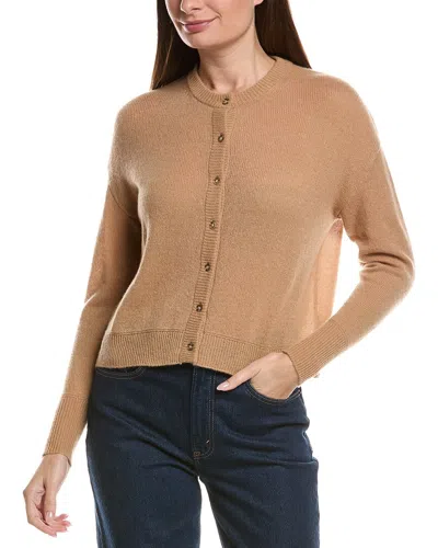 Hannah Rose Drop-shoulder 100% Cashmere Cardigan In Brown