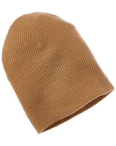 Hannah Rose Easy Ribbed Cashmere Beanie In Brown