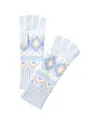 Hannah Rose Fairisle Cashmere Fingerless Gloves In White