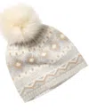 Hannah Rose Fairisle Pom Cashmere Hat In Neutral