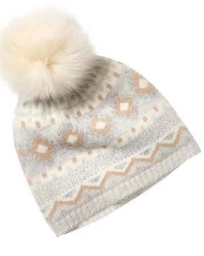 Hannah Rose Fairisle Pom Cashmere Hat In Neutral