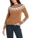 Hannah Rose Fairisle Raglan Wool Sweater In Brown