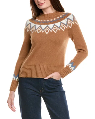 Hannah Rose Fairisle Raglan Wool Sweater In Brown