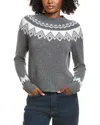 Hannah Rose Fairisle Raglan Wool Sweater In Gray