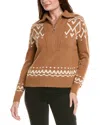 Hannah Rose Fairisle Wool & Cashmere-blend 1/2-zip Pullover In Brown