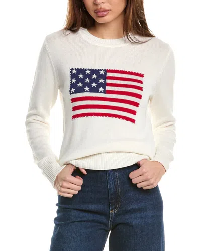 Hannah Rose Flag Intarsia Cashmere-blend Sweater In White