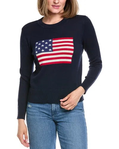 Hannah Rose Flag Intarsia Cashmere-blend Sweater In Blue