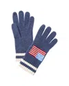 Hannah Rose Flag Intarsia Cashmere Gloves In Blue