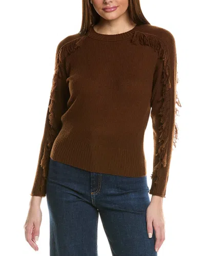 Hannah Rose Fringe Sleeve Wool & Cashmere-blend Sweater In Brown