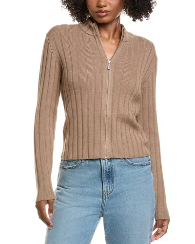 HANNAH ROSE HANNAH ROSE FULL ZIP RIBBED CASHMERE-BLEND CARDIGAN