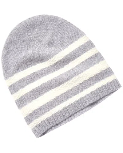 Hannah Rose Herringbone Stripe Cashmere Hat In Blue