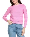 Hannah Rose Jessie Textured Stripe Pullover In Pink