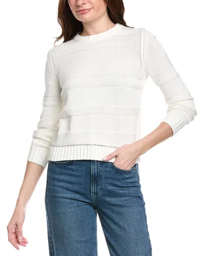 Hannah Rose Jessie Textured Stripe Pullover In White