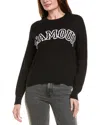 Hannah Rose L'amour Crewneck Cashmere-blend Sweater In Black