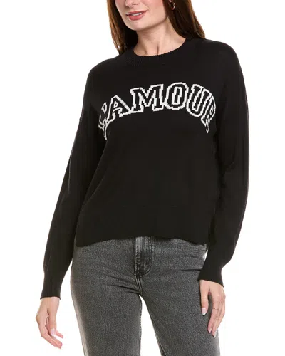 Hannah Rose L'amour Crewneck Cashmere-blend Sweater In Black
