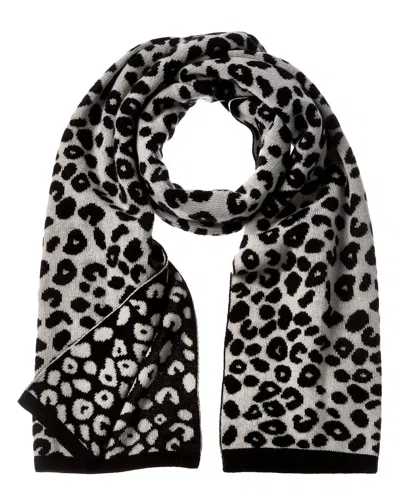Hannah Rose Leopard Double Faced Jacquard Cashmere Scarf In Black