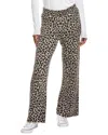 Hannah Rose Leopard Wide Leg Cashmere-blend Pant In Brown