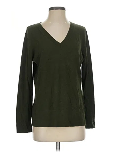 Pre-owned Hannah Rose Long Sleeve Top Green V-neck Tops