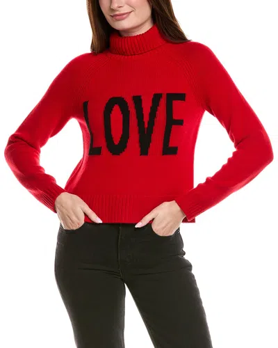 Hannah Rose Love Turtleneck Raglan Wool & Cashmere-blend Pullover In Red