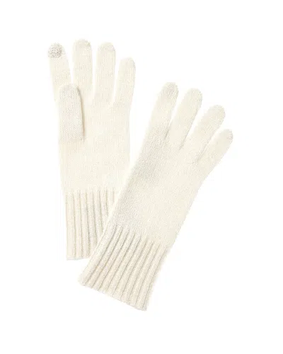 Hannah Rose Lurex Cashmere Gloves In White