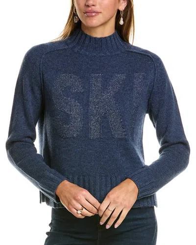 Hannah Rose Lurex Ski Star Mock Neck Wool & Cashmere-blend Sweater In Blue