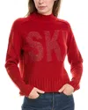 Shop Hannah Rose Lurex Ski Star Mock Neck Wool & Cashmere-blend Sweater In Red