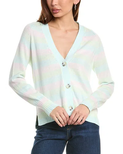 Hannah Rose Marled Stripe Cashmere-blend Cardigan In Blue