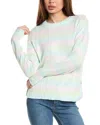 Hannah Rose Marled Stripe Cashmere-blend Sweater In Blue