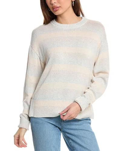 Hannah Rose Marled Stripe Cashmere-blend Sweater In Brown
