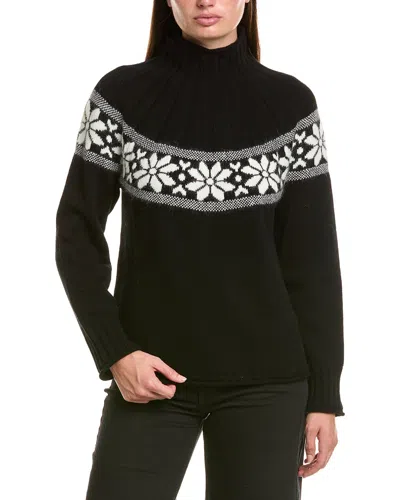 Hannah Rose Merino Wool & Angora-blend Flower Fair Isle Sweater In Black