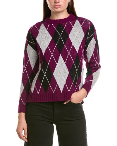 Hannah Rose Merino Wool Argyle Crewneck Sweater In Multi
