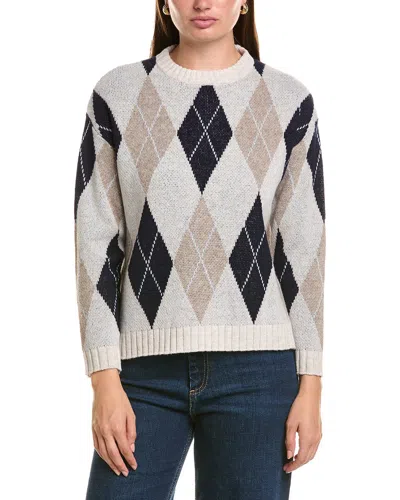 Hannah Rose Merino Wool Argyle Crewneck Sweater In Multi