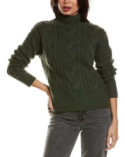 Hannah Rose Merino Wool Cable Mock Neck Sweater In Green