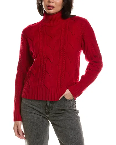 Hannah Rose Merino Wool Cable Mock Neck Sweater In Red