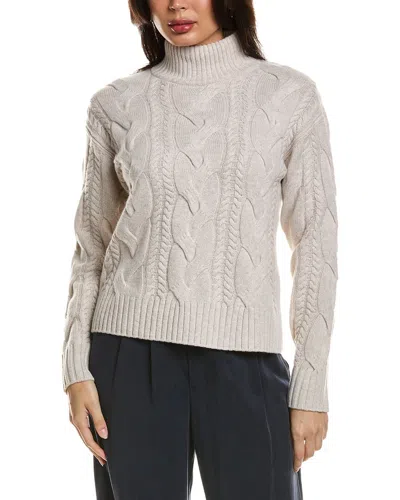 Hannah Rose Merino Wool Cable Mock Neck Sweater In Gray
