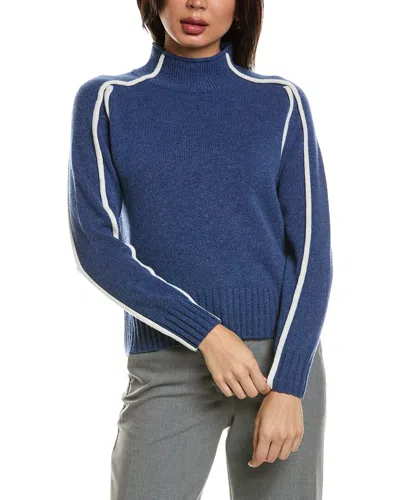 Hannah Rose Merino Wool Funnel Neck Sweater In Blue