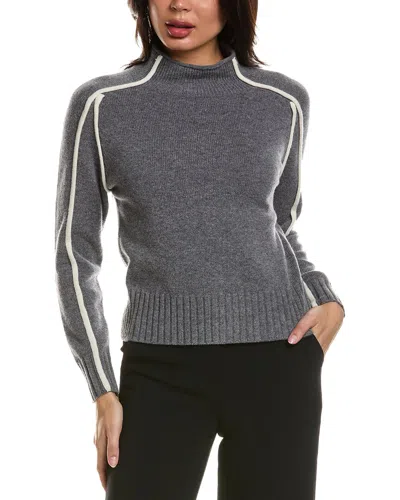Hannah Rose Merino Wool Funnel Neck Sweater In Gray